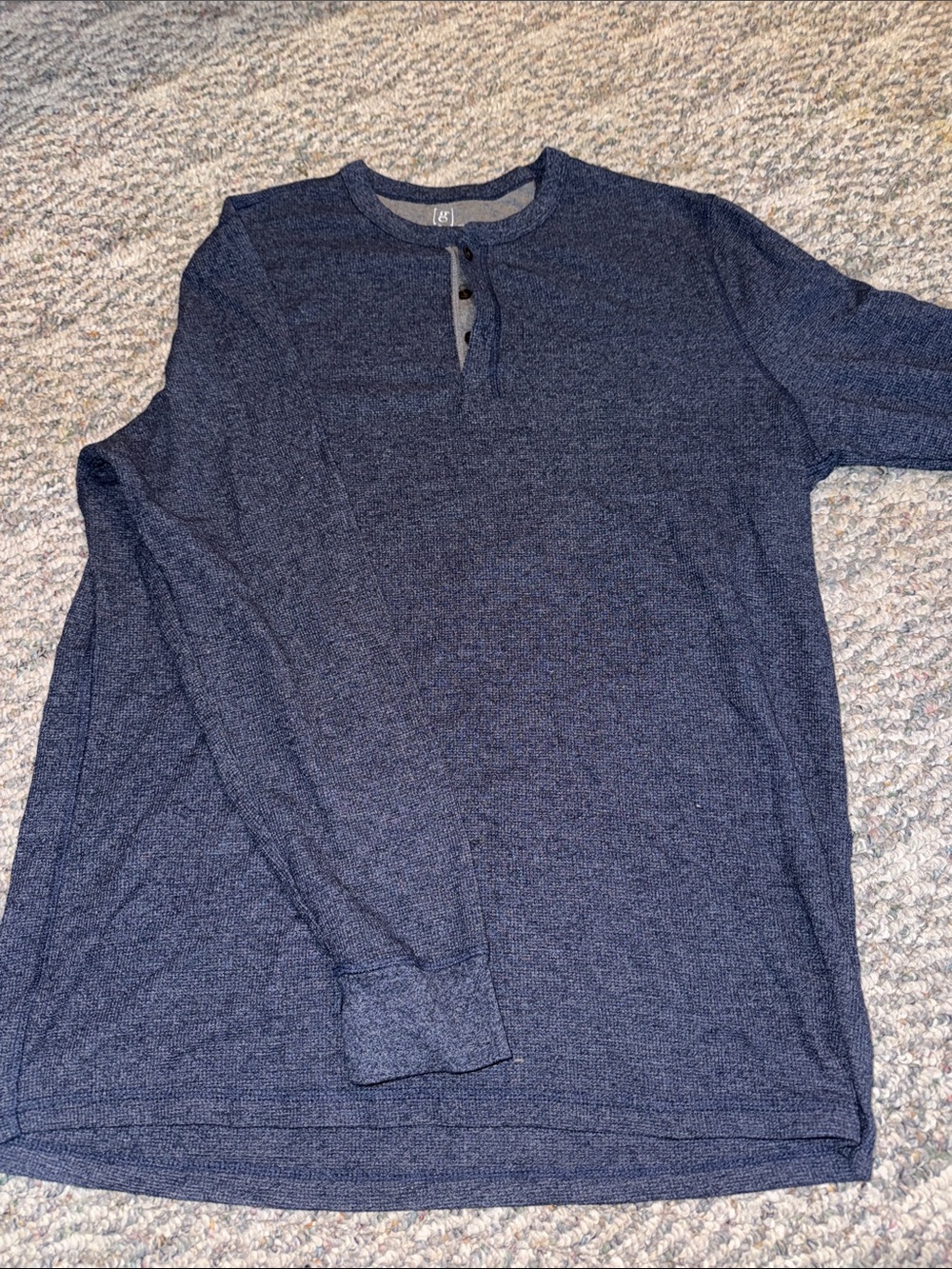 George Men's Long-Sleeve Henley in Dark Blue Heather